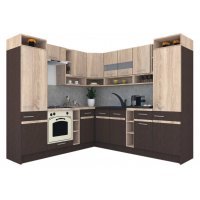 Bucatarie de Colt COSSY NEW ST. 230-250, Wenge / Stejar Sonoma